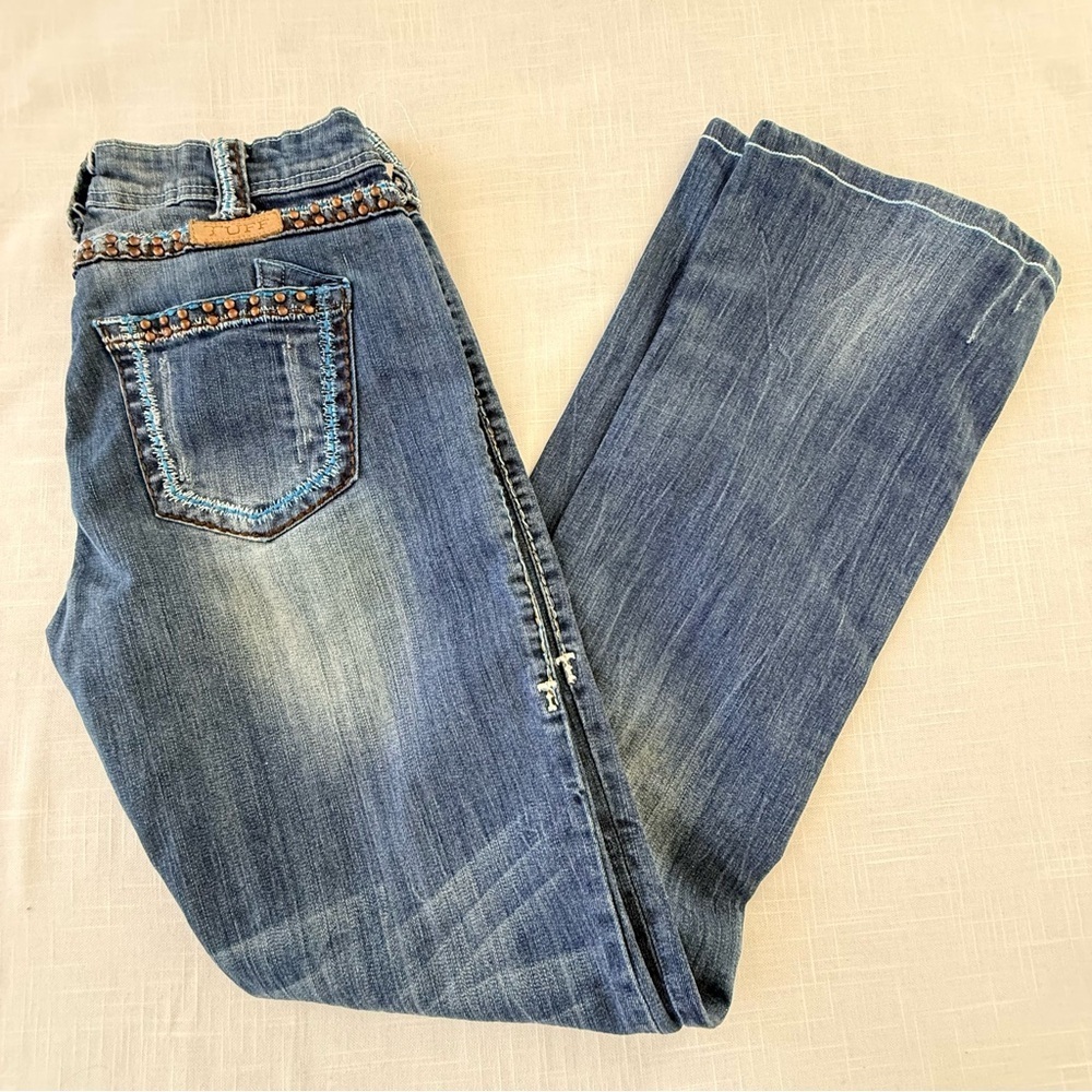 COWGIRL TUFF Copper Beauty Mid Rise Boot Cut Embellished Jeans W29 L35